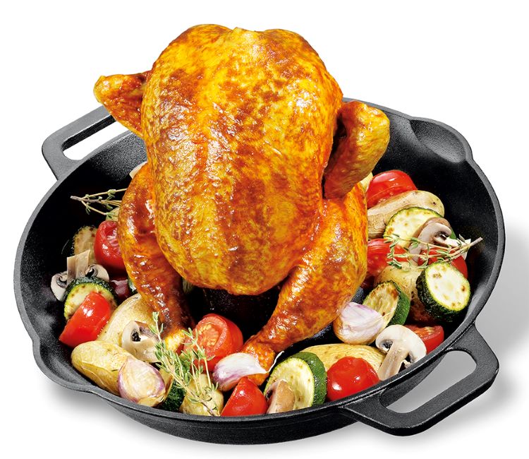 0306001028 BBQ Vertikální litinový pekáč na kuře 28x9,5 cm litina Kuchenprofi (3)